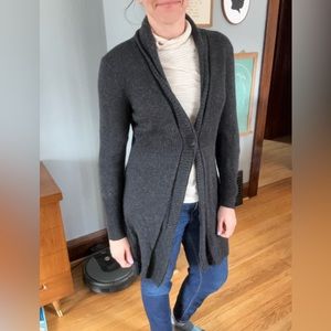 Eileen Fisher size small, 100% merino wool charcoal grey cardigan